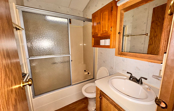 Casa Villa park model bathroom at Adventure Bound Southwoods