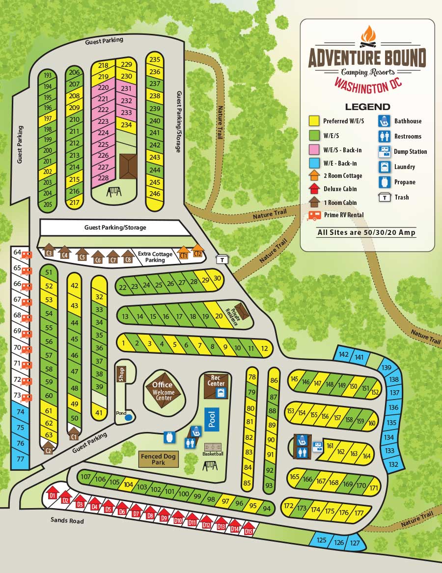 Adventure Bound Washington DC campground map