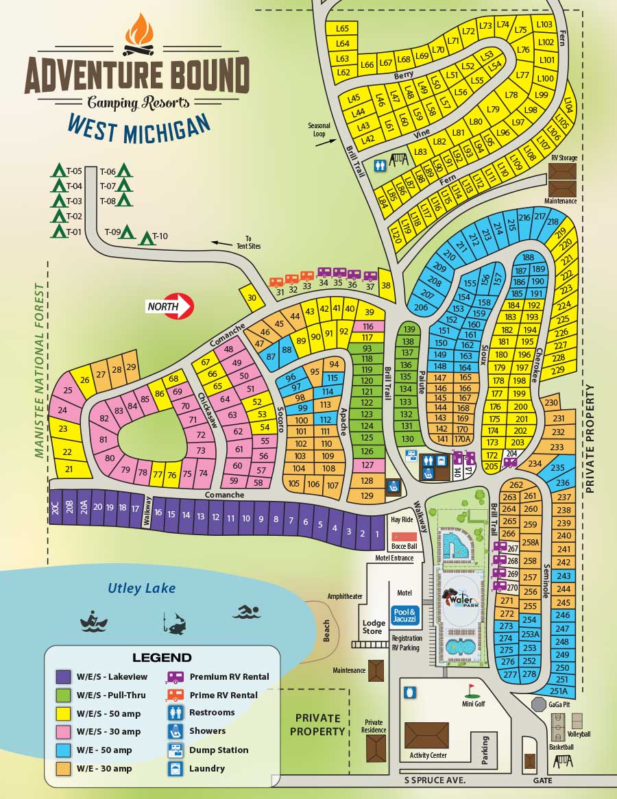 Adventure Bound West Michigan campground map